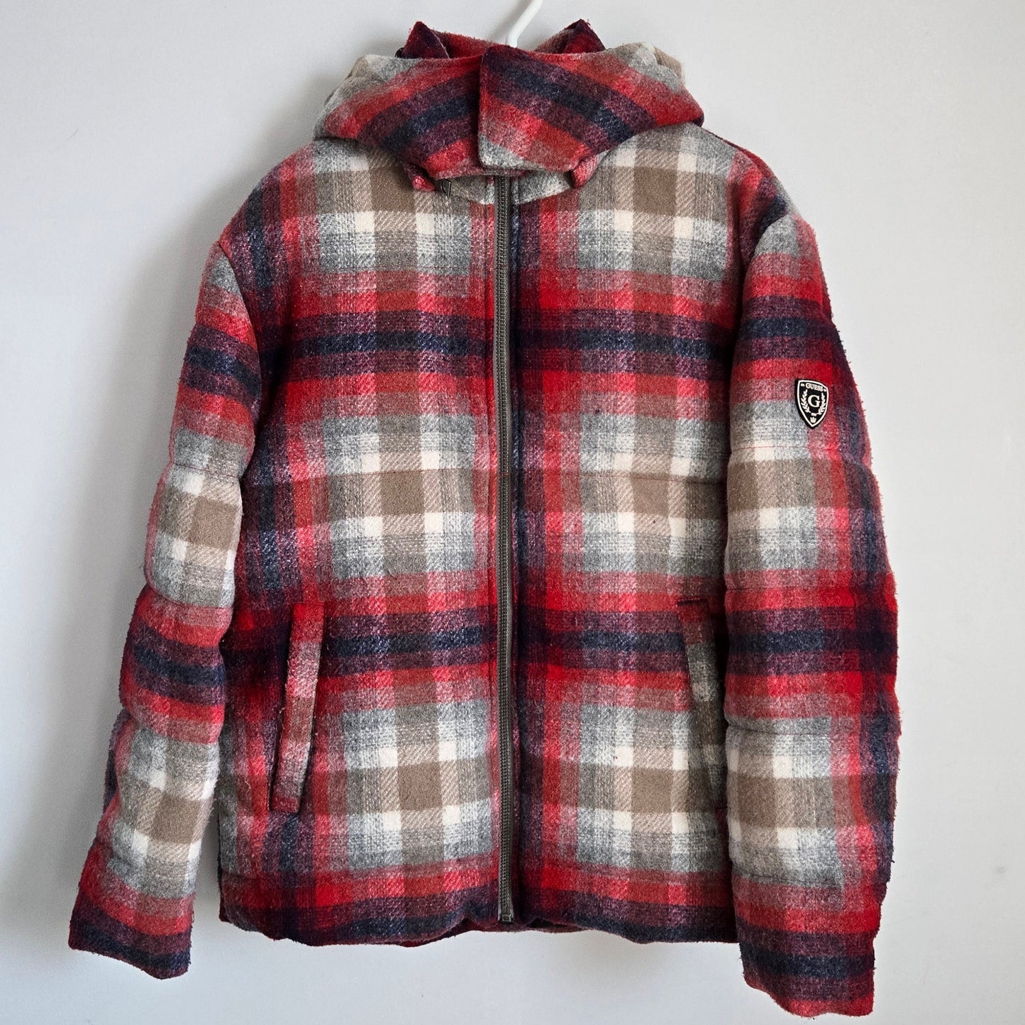 Guess Men’s Plaid Hooded Puffer Jacket